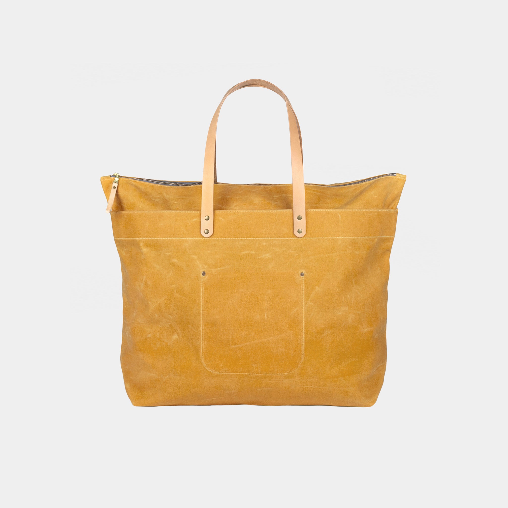 Zipper Waxed Canvas Tote Bag