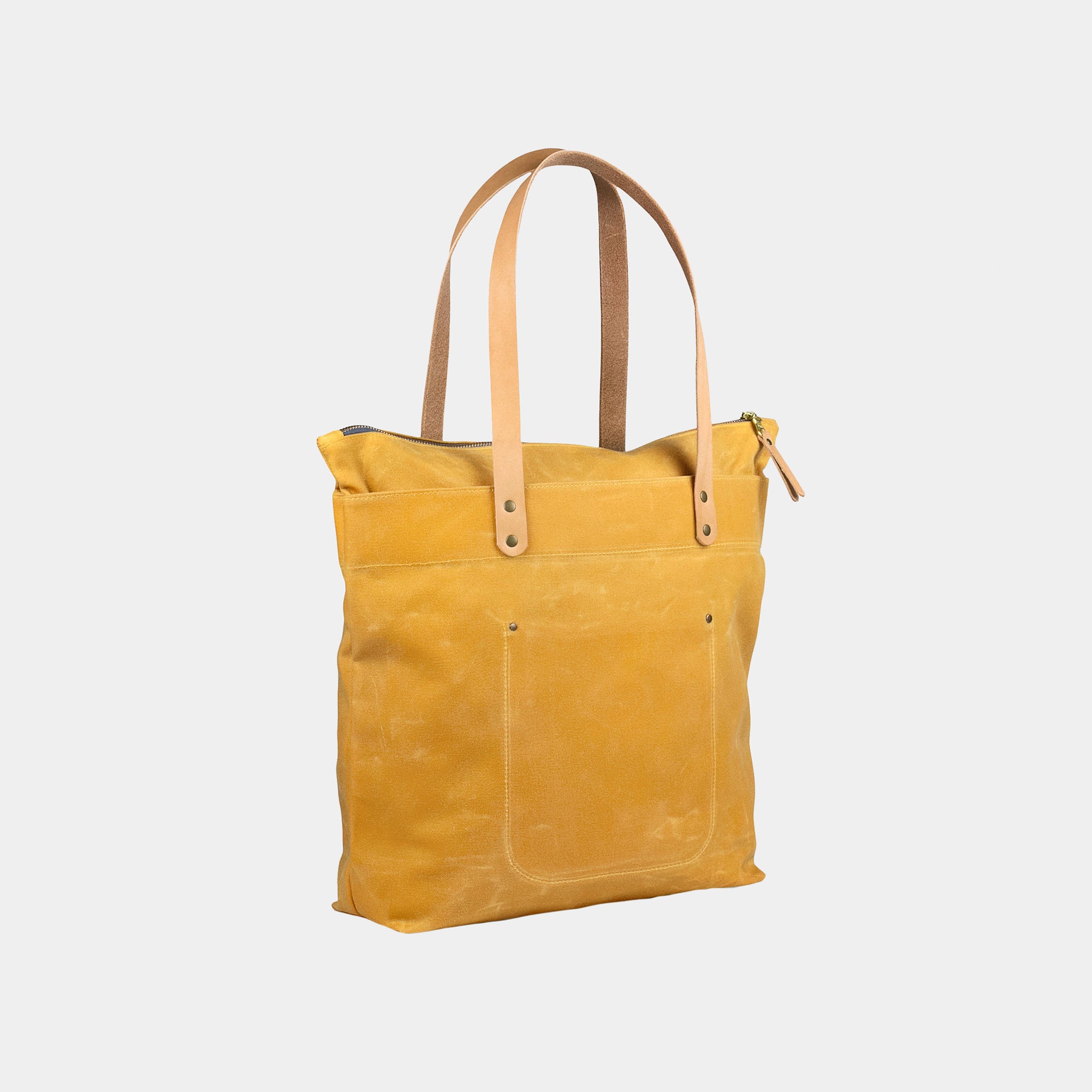 Zipper Waxed Canvas Tote Bag