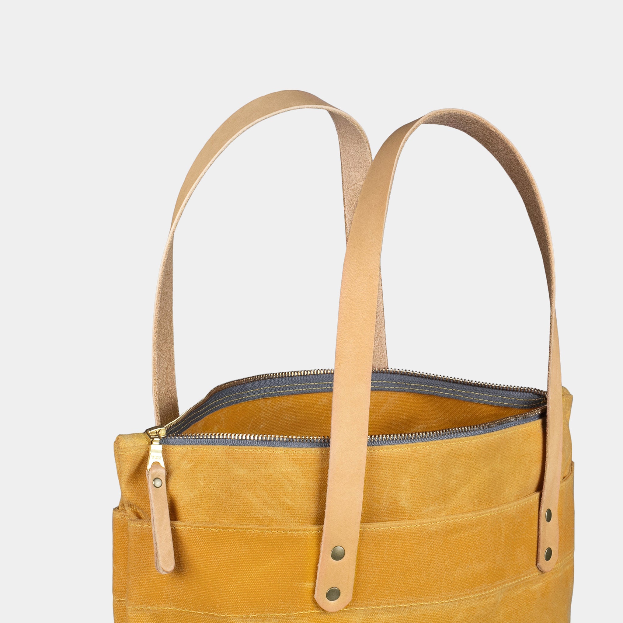 Zipper Waxed Canvas Tote Bag